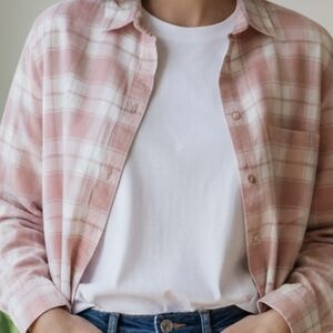 Madewell Soft Pink Plaid Button-Down Shirt